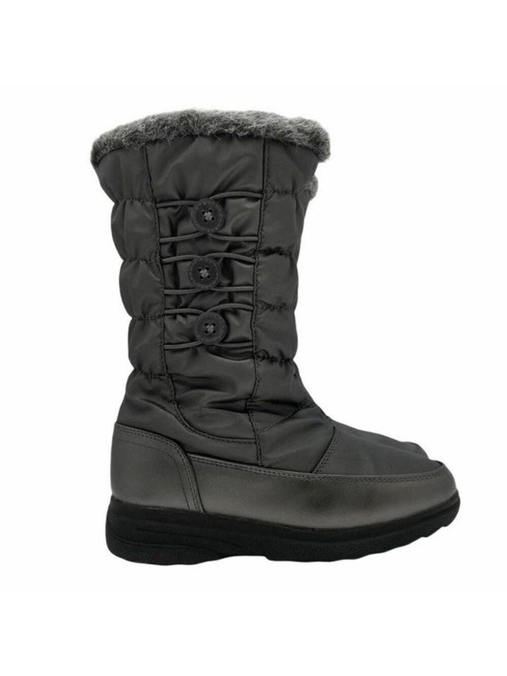 Aqua Stop Mongoose Winter Boots Faux Fur Lined Side Zipper Gray Size 7